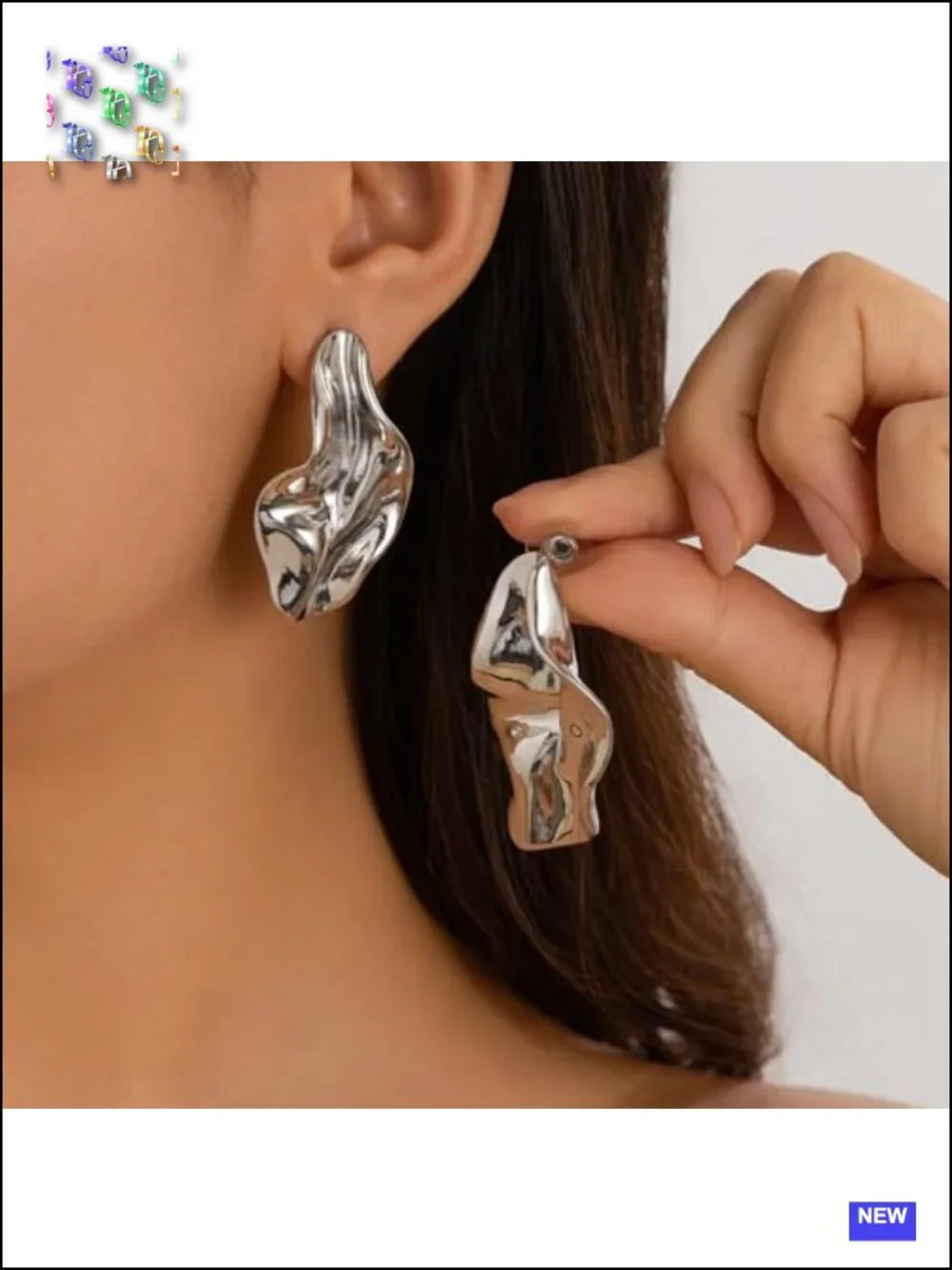 Chunky Gold Liquid Metal Geometric Stud Earrings Lightweight Statement Jewelry